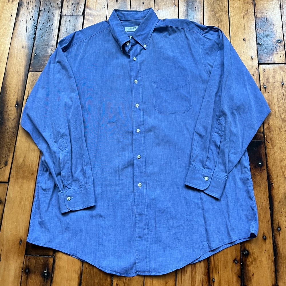 VTG Brooks Brothers Makers Men's 17.5-34 Blue Button Down Shirt Made in USA